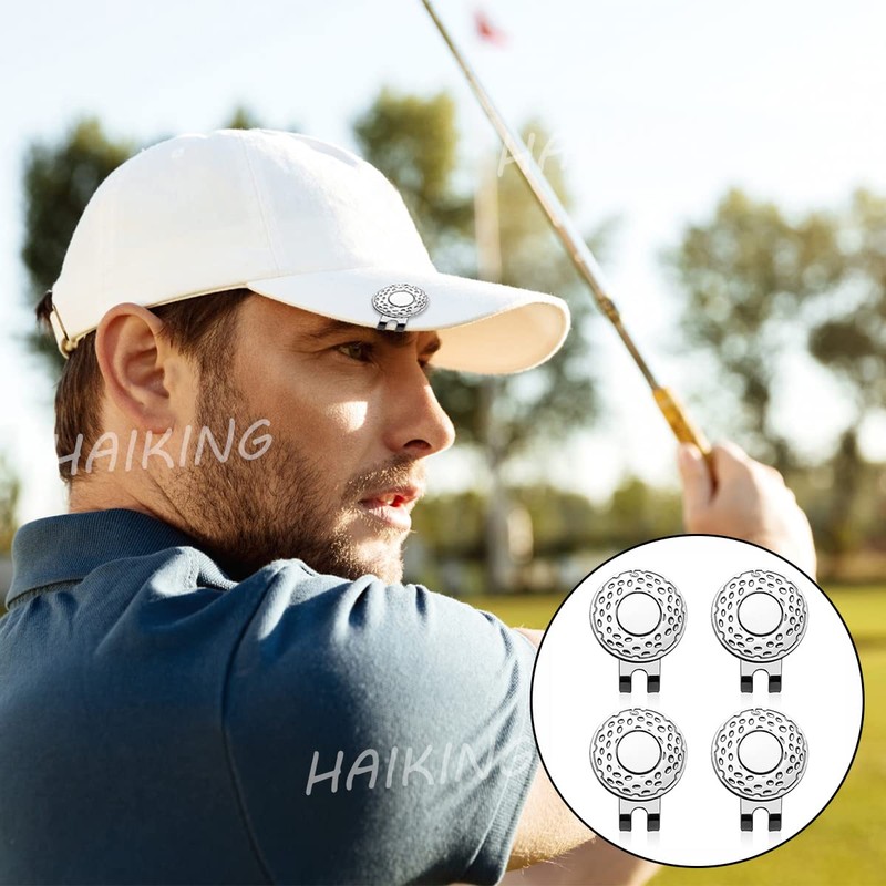 HAIKING Magnetic Golf Hat Clips, 4 Pcs 25mm Golf Ball