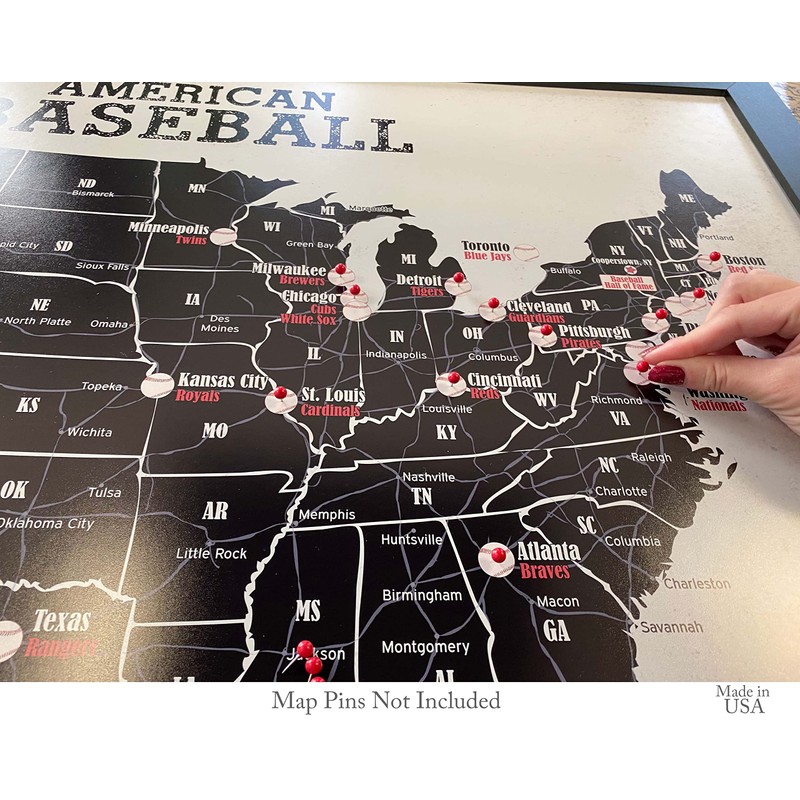 GeoJango Baseball Stadium Map Poster - Vintage Edition (36Wx24H inches)