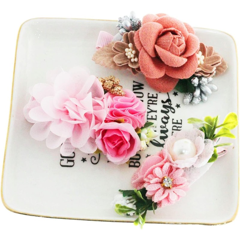 BetterJonny Hair Clip, 3-Piece Set, Flower Hairpins, Bangs Clips, Children's