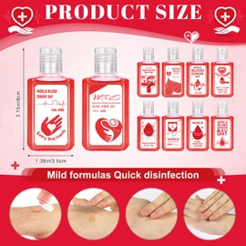 Piuaeue 50 Pcs Wrold Blood Donr Day Gifts Mini Hand Sanitizer World Blood Donor Day Small Hand Soap 1 fl oz Travel Size for World Blood Donor Day Party Charity Favors