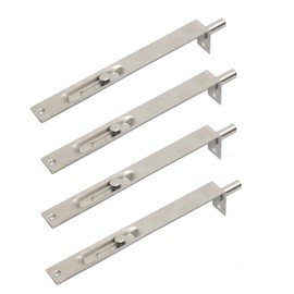 4 Pack (2 Pairs) NUZAMAS Door Flush Bolt 8" (22cm) - Heavy Duty Stainless Steel Door Edge Lever Slide Bolt Latch Lock, Primary Secondary Door, Double Open Security