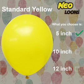 Neo LOONS® 100 pcs 5" Standard Yellow Premium Latex Balloons - Great for Kids, Adult Birthdays, Weddings, Receptions, Baby Showers, Water Fights, or Any Celebration