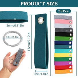 28 PCS Schlüsselanhänger Filz (13 X 3 Cm), Bunte Blanko Filz Schlüsselanhänger Mit Edelstahl-Ring Für DIY Handwerk, Beschriftung Und Kreative Dekoration, Rucksäcke Und Personalisierte Geschenke
