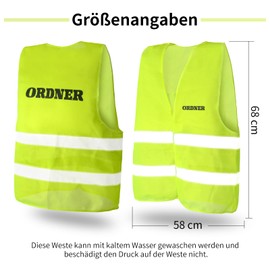 jiawaggag Pack of 10 High Visibility Vest with Print Folder Safety Vests Yellow Safety Vest Folder Signal Vest Reflective Strips XL, Fluorescent yellow