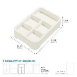 iDesign Sorting Box, Jewellery Organiser Insert with 5 Compartments Made of BPA-Free Recycled Plastic, Storage Box for Jewellery and Accessories, White