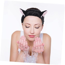 Outanaya 4pcs Cat Ears Makeup Headbands Soft Elastic Hair Wraps for Spa Face Wash Cosplay and Parties Comfortable and Stylish Animal Headbands Light Blue White Black and Pink