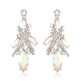 EVER FAITH Crystal Earrings for Party Clear Rhinestone Crystal Art Deco Statement Chandelier Drop Earrings for Women, Crystal