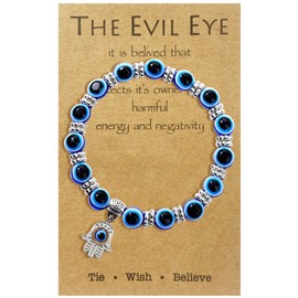 genkigold Lucky Protection Evil Eye Necklace: Captivating Blue Turkish Glass Pendant on Leather Rope - Symbolic Jewelry Gift for Women, Men, and Teenage Girls