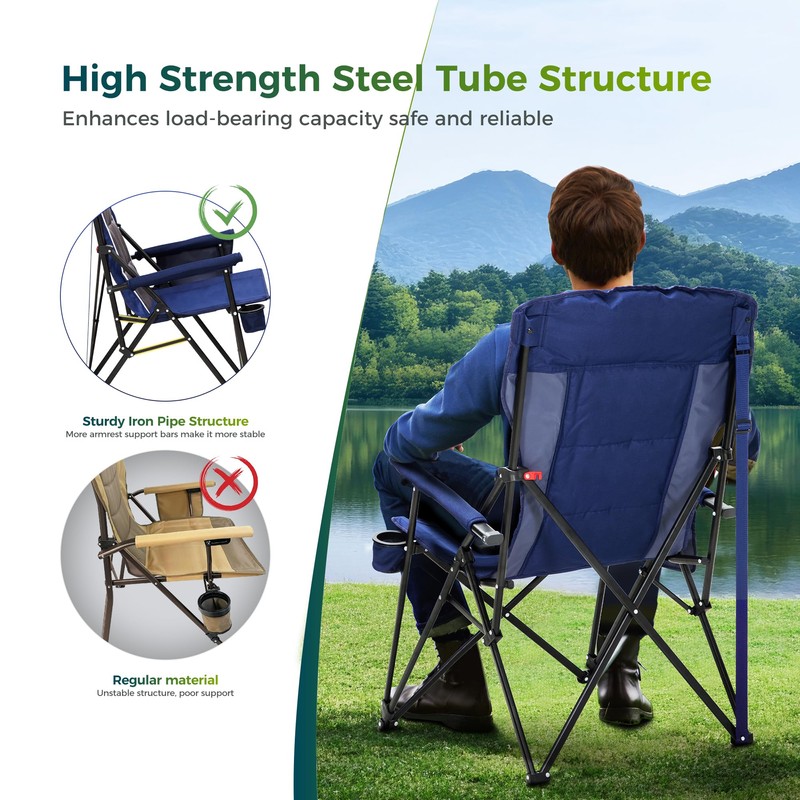 ALPHA CAMP Oversized Folding Camping Chairs High Backrest Heavy Duty