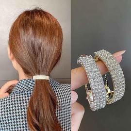 Danshinbow 2 x Women Half Round Rhinestone Ponytail Hair Clip