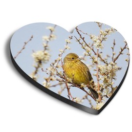 1x Heart MDF Magnet 6cm - Yellowhammer Bird Nature Wildlife - Fridge Locker Office Whiteboard Toolbox #52550