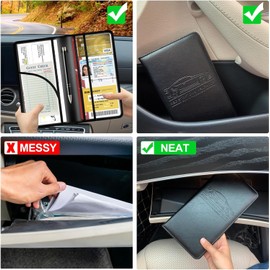 Soporte para Registro y Seguro de Automóvil, Organizador Compartimiento para Documentos, Caja Guantes con Fuerte Cierre Magnético Coche, Camión, Tarjeta de Identificación (Negro)