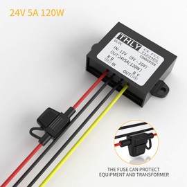 12V to 24V Voltage Converter, DC Boost Converter 5A 120W Step Up Transformer with Fuse Waterproof, DC-DC Boost Converter for Golf Cart LED Light Motor Truck Vehicle Boat etc. (Accept DC9-20V Inputs)