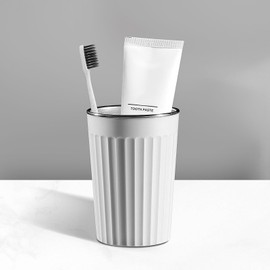 Bathroom Tumbler Cup-11.8oz Reusable Stainless Steel Toothbrush Cup,Easy to Clean 350ml Conical Bathroom Cup, Toothbrush Holder for Home/School/Office(3" x 4.5") (1PC White)