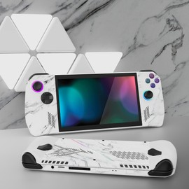 PlayVital Set of 2 Skin Stickers for ROG Ally Handheld Console Custom Vinyl Stickers Modern White Marble