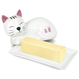 Cat Butter Dish with Lid - Cute Butter Dish - Butter Tray - Butter Crock - Butter Keeper to Leave on Counter - Ceramic Butter Dish - Cat Lover