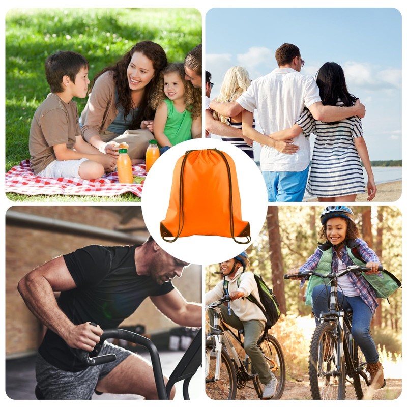 KUUQA 2Pcs Orange Drawstring Backpack Bags Cinch Sack Bulk String