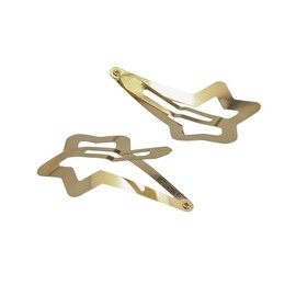 MAHAVIMOKSA 20pcs KC Gold Barrettes Women Metal Snap Hair Clips for DIY Craft (Star 70x40mm)