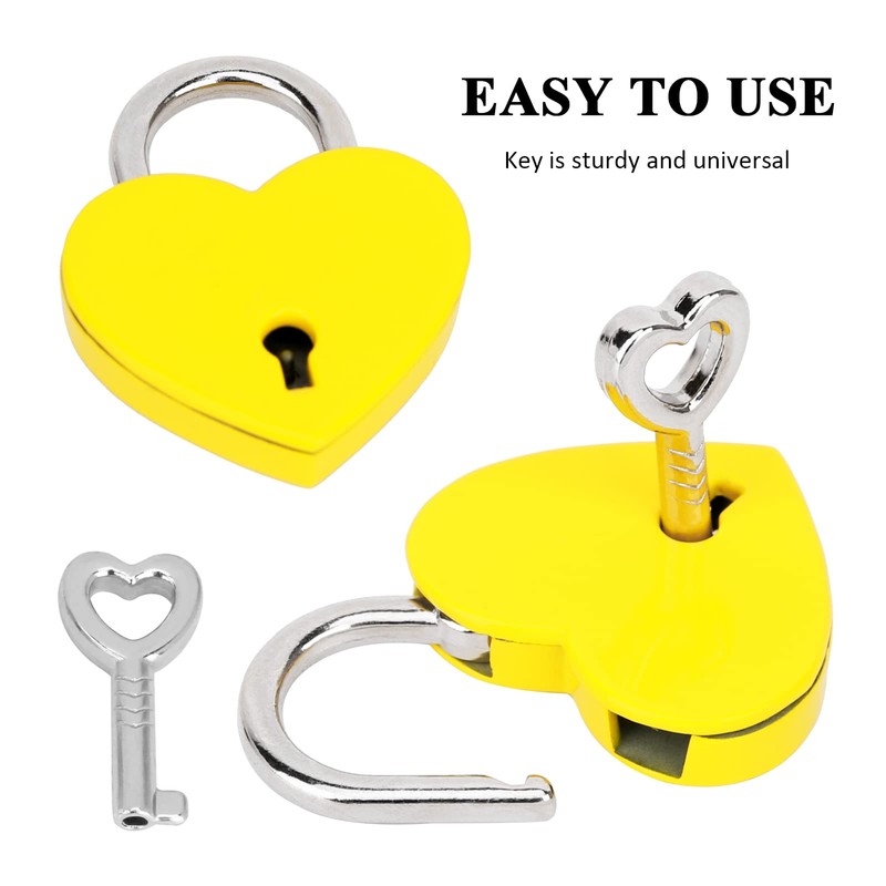 VeYocilk 3 candados pequeños en forma de corazón amarillo con