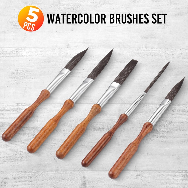 5 Piece Synthetic Squirrel Hair Pinstriping Brush Set
