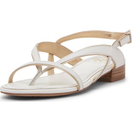 Vince Camuto Women's Melly Flat Sandal, Bianco/Egyptian Gold, 7