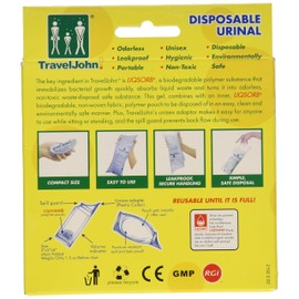 TravelJohn Disposable Urinal for Men, Women & Children 3 units (Pack of 1)