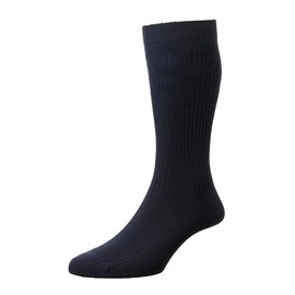 HJ191 Hall Ladies Softop EXTRA WIDE Loose Cotton Rich Socks Navy 4-7
