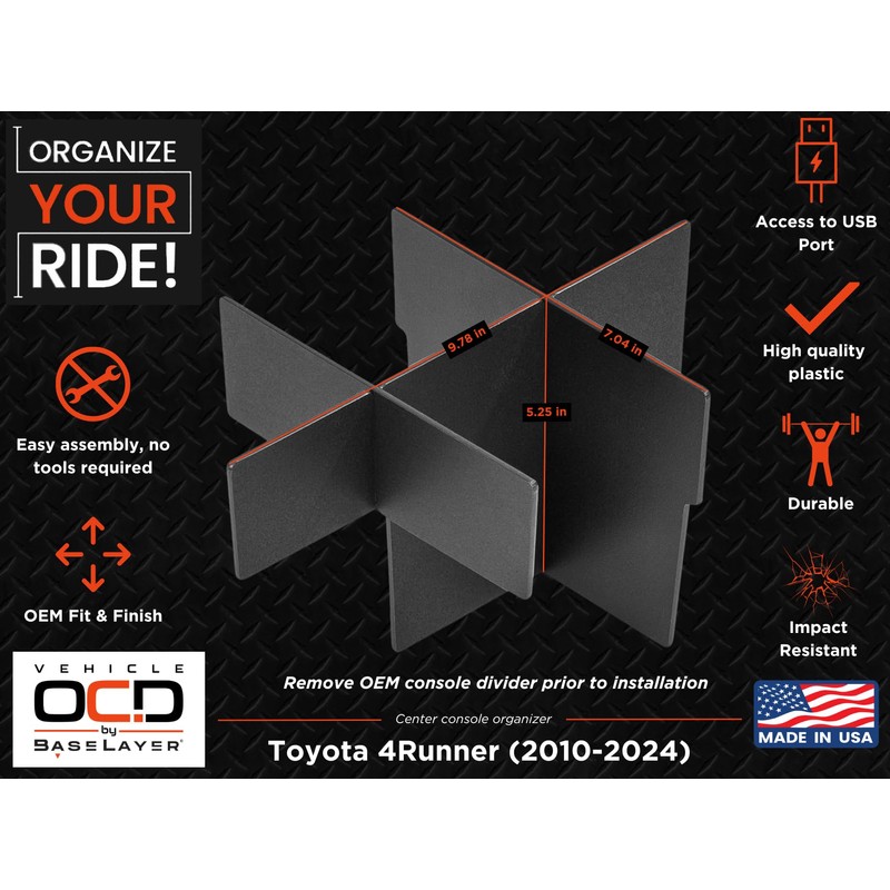 Vehicle OCD - Center Console Divider and Tray Organizer for