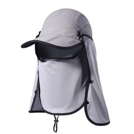 GADIEMKENSD Fishing Hat Summer UPF 50+ Outdoor Hiking Jungle Mountain Sun Men's Quick-Drying Baseball Cap Face and Neck Protection Flap Waterproof Breathable Caps Flap Hats Light Grey