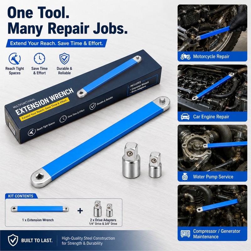 Zero Offset Extension Wrench for Tight Spaces – Steel Ratchet