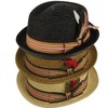 EPOCH HATS Men's Premium Straw Porkpie Fedora Hat (S/M, BLACK)