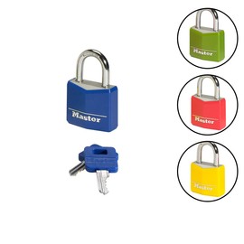 Master Lock 9140EURDBLK Key Padlock in Aluminium with Vinyl Cover, Random Color, 4 x 5.9 x 1.3 cm