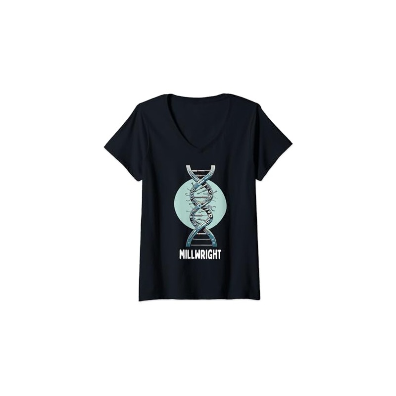 Millwright Worker DNA With Tools For Machinists V-Neck T-Shirt