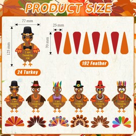 Thanksgiving Crafts Kids Thanksgiving Turkey Craft Kit Toddler Thanksgiving Crafts DIY Make a Turkey for Festive Fall Thanksgiving Party Door Hanging Ornament Decorations, 6 Style(36 Sets)