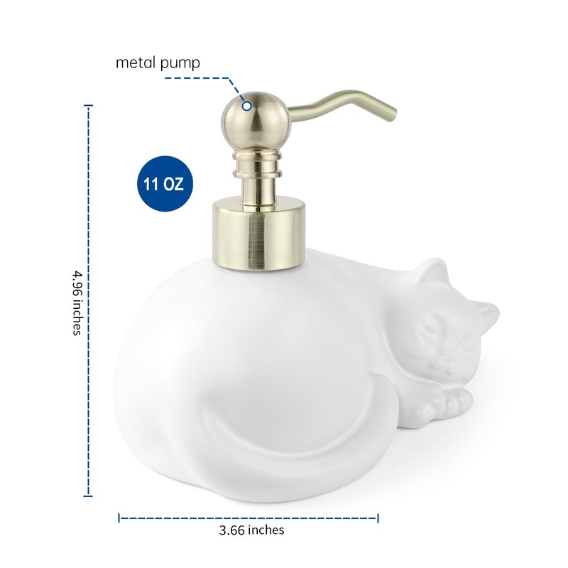 NEWHENGS Cat Shape Soap/Lotion/Hand Sanitizer Stainless Steel Pump Dispenser Gifts