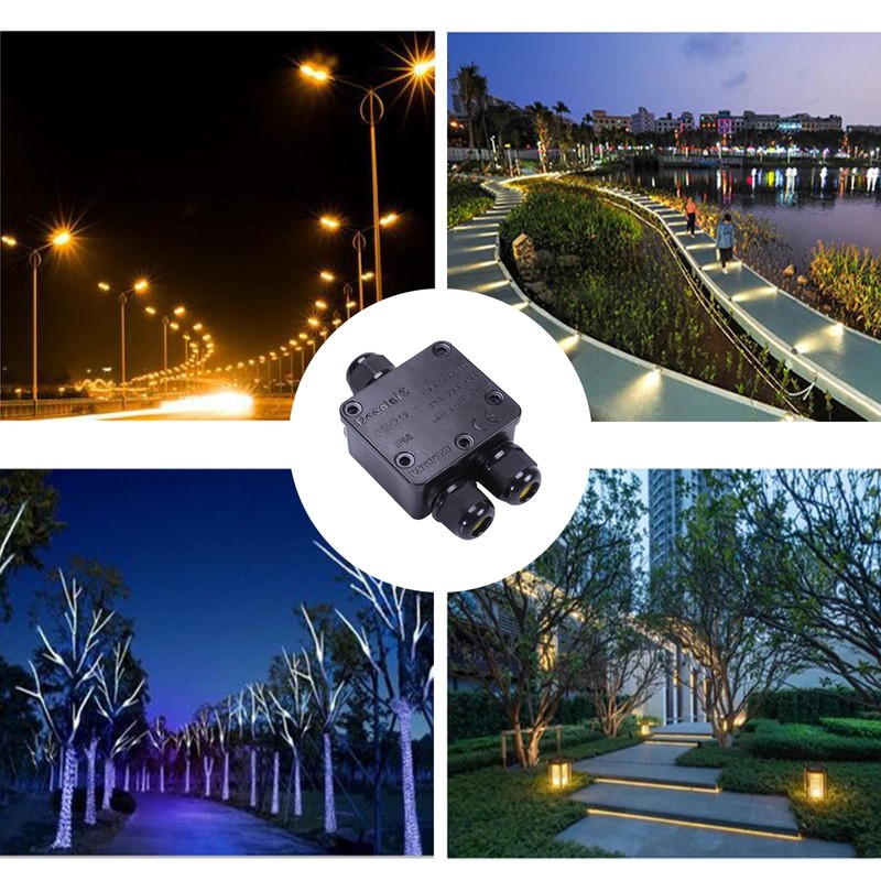Leloco Junction Box Outdoor Waterproof 3-Way Outdoor Cable Connector, Junction