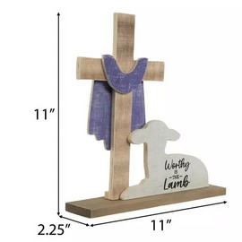 Hobby Lobby HL Easter Decor - Wood Worthy of the Lamb Cross Tabletop Display