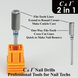 C & I Nail Drill 2 in 1 Round Corner Cylinder E-File for Electric Manicure Drill Machine Nail Files for Nail Techs to Make Cuticle Care and Nail Gel Remove (Middle -M)