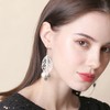 Boho Geometric Filigree Rhombus Shape Tiered Dangle Drop Statement Earrings,