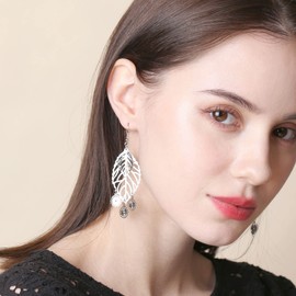 Boho Geometric Filigree Rhombus Shape Tiered Dangle Drop Statement Earrings, Metal, not known