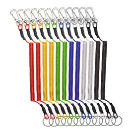 Mini Skater 12Pcs Retractable Spring Cord Stretchy Elastic Safety Ropes Wire Plastic Lanyards Swipe Badge & Key Chain Ring Casino Card Clip Securing Tools, Random Color