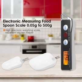 BSEWO Measuring Spoon Scale,Digital Spoon Scale Electronic Measuring Spoon Scale Household Kitchen Spoon Scale Food Scale with Tare Function Capacity 0.05g to 500g Support Unit g/oz/gn/ct/dwt