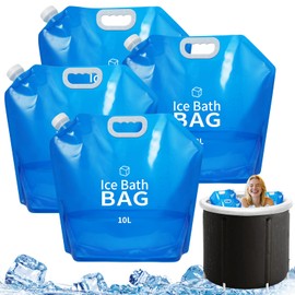 4 Pcs Ice Bath Bags, 10 L Reusable Cold Plunge Accessories Portable Bathtub Ice Packs Large Cold Water Freezer Bag with Handle for Home Outdoor Bathtub Bucket, Blue