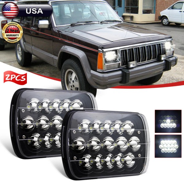 KB-autolight Pair 5X7 7x6" LED Headlight For Jeep Wrangler YJ
