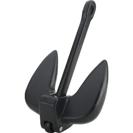 Attwood 9934B1 Solid Cast Iron 15-Pound Large Eye Navy Boat Anchor, Black PVC-Coated Finish
