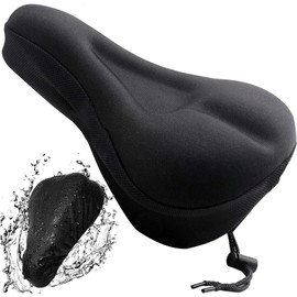 Amusingtao Bike Seat Cushion Cover, Gel Bike Seats Cover with a Waterproof Seat Cover, Extra Soft Exercise Bicycle Seats Compatible for Men Women, Outdoor & Indoor