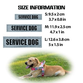 Paworld Service Dog Patch, 2 Pack Reflective Dog Patches, Removable Dog Patches for Harness with Hook Backing for Pet Animal Harness Collar (Service Dog, S)