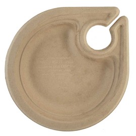 World Centric Compostable Unbleached Plant Fiber Plate with Wine Glass Hole, 7 inch - 1000 per case.