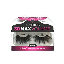 Laflare 3D NY MAX VOLUME EyeLashes, 20-25mm Long Dramatic Styles, 100% Real Mink Hair Lashes, Luxury Makeup, Natural, Light, Trendy, Variety, Reusable, Multi Layered Unharmfully Sourced Lashes (NM11)