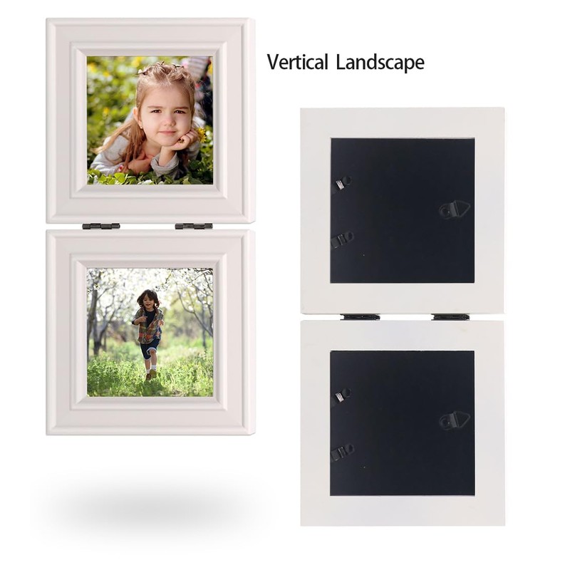 Double 4x4 Wood Photo Frame, Hinged Picture Frames, with Glass